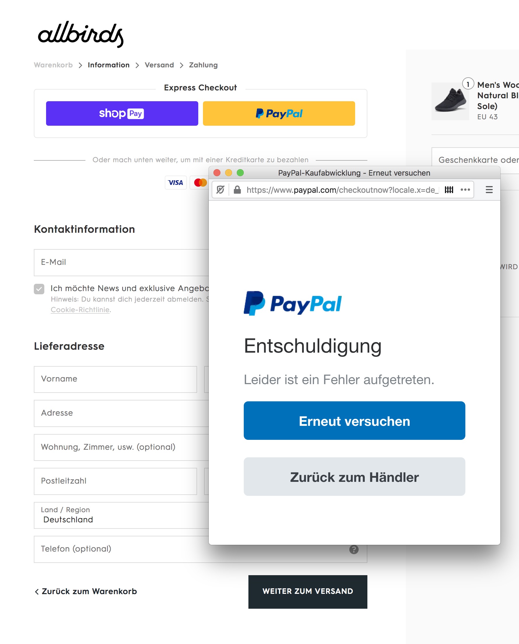 Mit Paypal in Shops bezahlen geht nicht PayPal Community