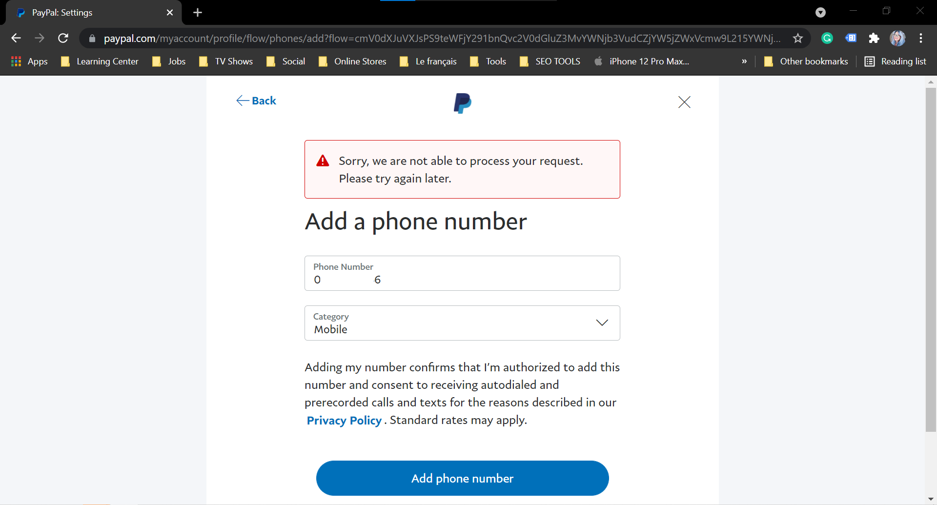 Solved Phone number changed can't log in PayPal Community