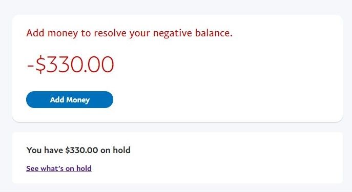 I have negative balance and money on hold for an u... - PayPal Community