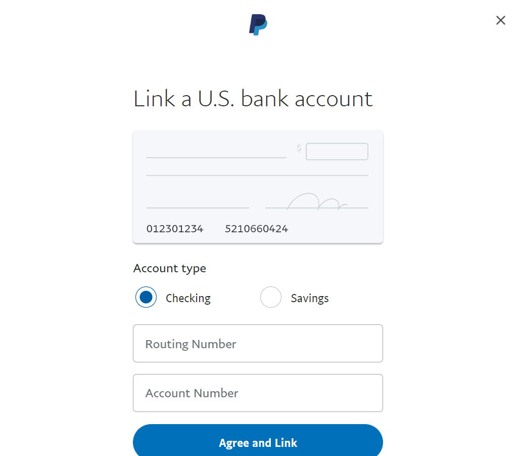 paypal link bank account outside us