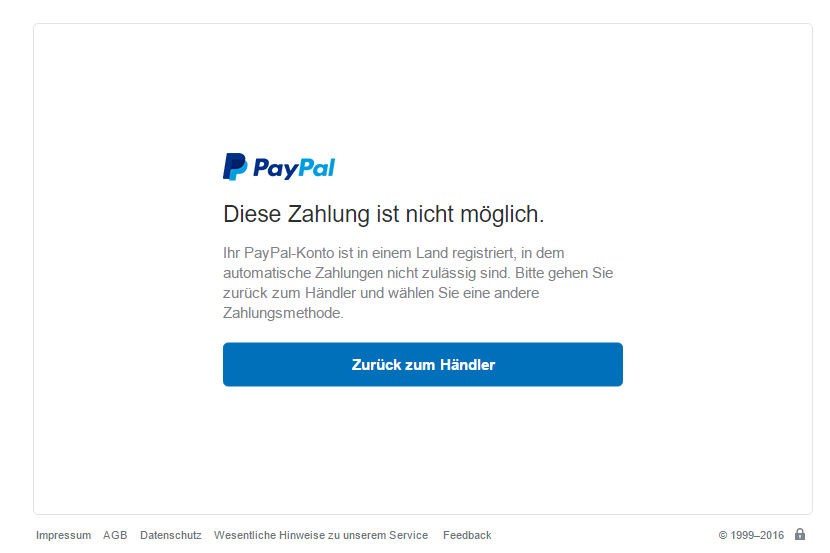 Gelöst: PayPal Händlerabwicklung "Zahlung nicht möglich" - PayPal Community
