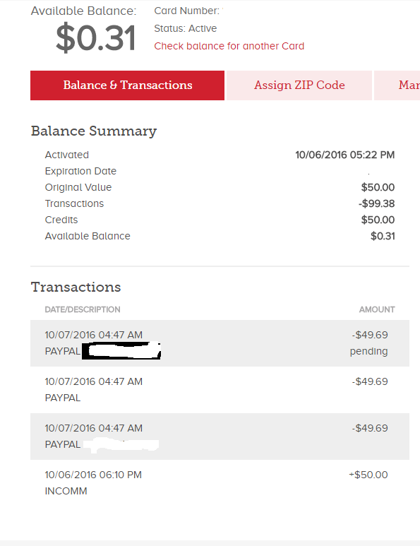 Problem with vanilla gift card( transaction not gi... - PayPal Community