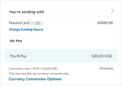 Unable to change currency conversion upon sending ... - PayPal Community