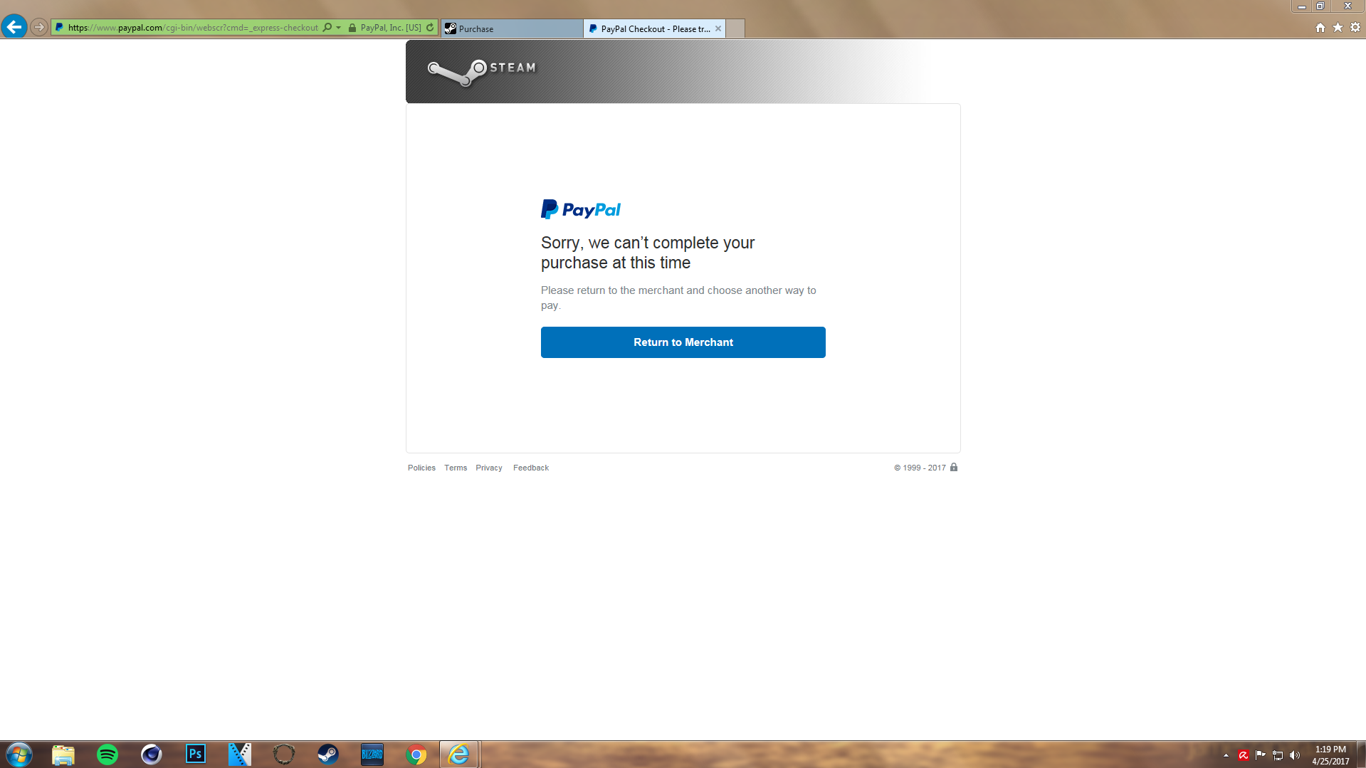 Help Steam Payment Issue Any Fix Paypal Community