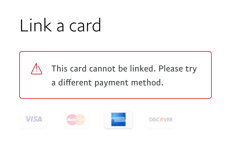 Solved: Have an error called "This card cannot be linked. ... - PayPal  Community