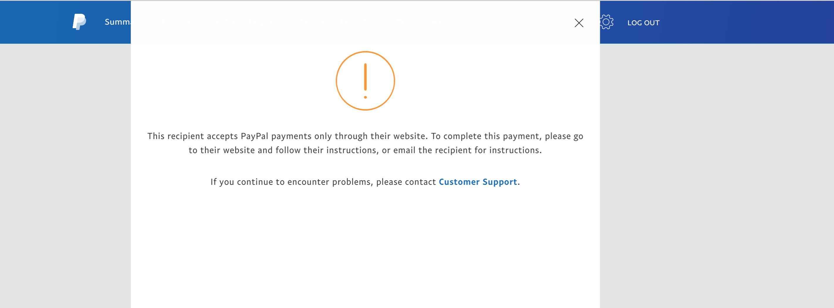 Error while trying to send a money to my family me... - PayPal Community