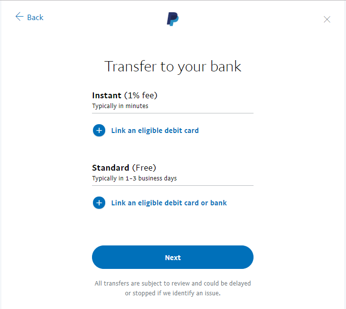 Suddenly can't transfer funds to my visa card - PayPal Community
