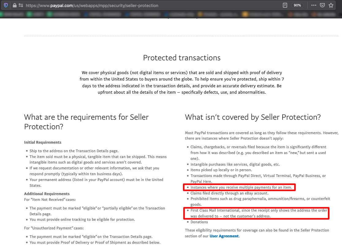 Solved: Seller protection - confused about "not covered" t... - PayPal  Community